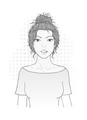Vector illustration of a beautiful young woman.