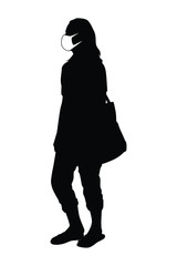 woman with mask silhouette vector