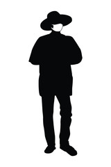 Man with mask silhouette vector