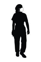 woman with mask silhouette vector