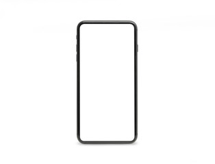 Black mobile smartphone mockup with blank screen isolated on white background with clipping path, Can use mock-up for your application or website design project.