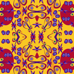 Abstract seamless colourful pattern exotic shapes backgrounds