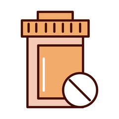 Fototapeta na wymiar medicine bottle prescription prevent spread of covid19 line and file icon