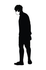 Man with mask silhouette vector