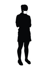 woman with mask silhouette vector
