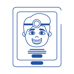 online doctor smartphone app health care blue line style icon