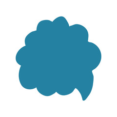 Obraz premium Doodle blue speech bubble isolated on white background. Dialog balloon template chat, message.