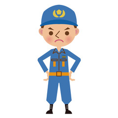 真剣な表情の消防士