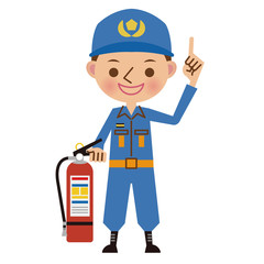 消火器を持つ消防士