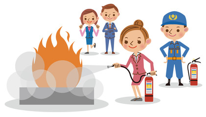 職場での消火訓練の様子