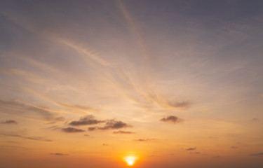 Abstract amazing Scene of stuning Colorful sunset with Moving clouds background in nature and travel concept, wide angle shot Panorama shot.