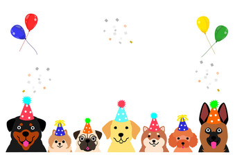 Obraz na płótnie Canvas happy dogs with party hat border