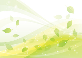 葉　ウェーブ　波　黄緑