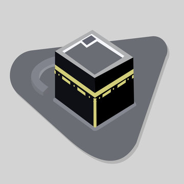 Vector. Isolated Illustration Of Empty Kaaba, Mekka. Saudi Arabia. Islamic Sacred Mosque Al Haram.