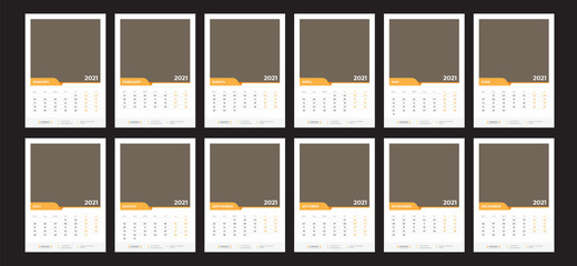 Fototapeta premium Wall Calendar 2021 Template