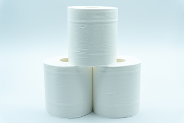 Photo of toilet paper on white background