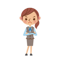 怒った表情のOL・事務スタッフ（制服姿）