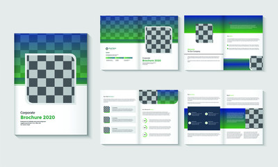 Multi page business brochure template with modern abstract design. Use for marketing, print, annual report and business, corporate, official presentations and Multi Purpose. Vector illustration. 