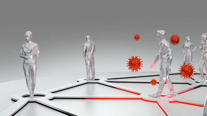 Fototapeta premium Social Distancing. Social spacing for protection against viruses. Looks minimal, has a white and clean background