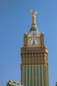 mecca, saudi arabia - march 22 2018 : mekka royal clock tower. A landmark of Mecca. Royalty high quality free stock image