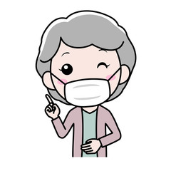 マスクをした年配の女性