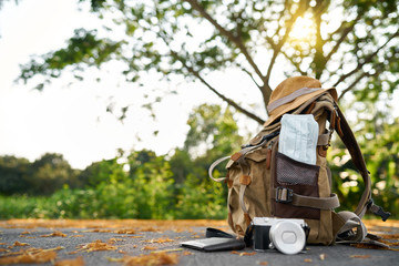 Prop suitcase with Corona mask with camera and purse                    