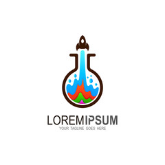 Lab logo with rocket design template, Colorful logo, Laboratory icon