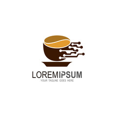 Coffee logo with technology design, cafe and restaurant logo