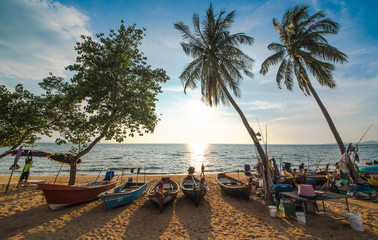 Obraz na płótnie Canvas Local fishing boat pier on Jomtien Beach, Pattaya, Thailand