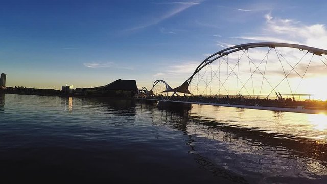 Pedestrian Bridge Over Town Lake At Sunset- Tempe Arizona