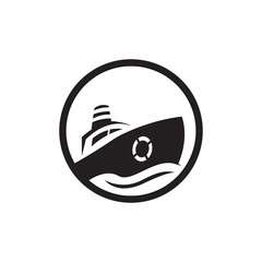 simple custom ship boat yacht sailing logo design vector illustrations