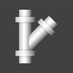Pipe vector icon. Connection by flange fitting. Part for pipeline construction to transportation water, oil and gas. Also for water supply infrastructure, wastewater treatment, plumbing and irrigation