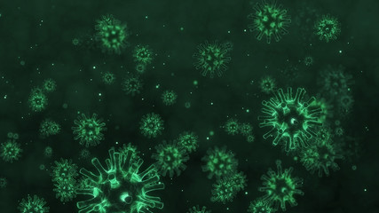 Obraz na płótnie Canvas Coronavirus 2019 or COVID-19 corona virus disease bacteria medical healthcare background dangerous flu strain pandemic microscope virus close up, 3d illustration