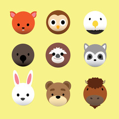 Animal Balloon Head 3D Icon American Set Cartoon Vector Illustration-01