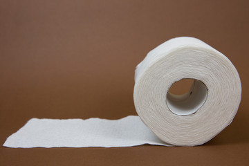 Toilet Paper Rolls Against a Brown Background