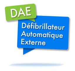French DAE initials in colored bubbles