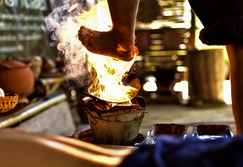 The herbal oil massage with heated feet is an ancient massage in northern Thailand.