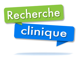 Clinical research in colored speech bubbles and french language