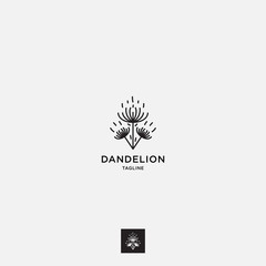 Obraz premium Dandelion flower logo vector template