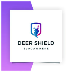Deer Shield Logo Design Inspiration Vector Stock - Premium Vector