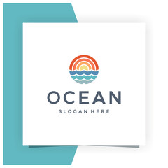 Ocean Sunset Logo Design Inspiration Vector Stock - Premium Vector