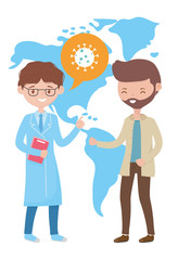 online health, doctor and man world covid 19 coronavirus