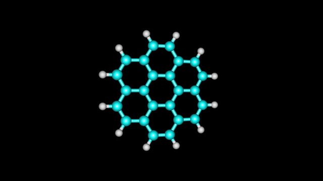 Coronene molecule rotating video full HD
