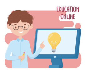 Fototapeta na wymiar online education, teacher teaching lesson with the computer