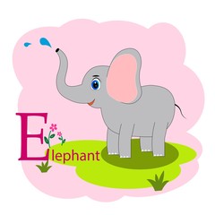 E word for elephant animal alphabet illustration 