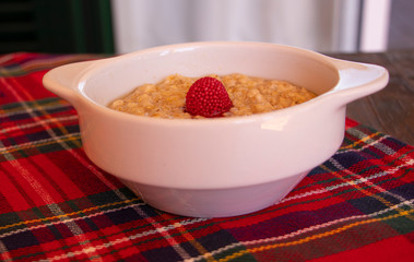 Healthy porridge with raspberry