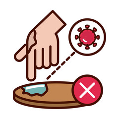 Fototapeta premium avoid infected surfaces prevent spread of covid19 line and file icon