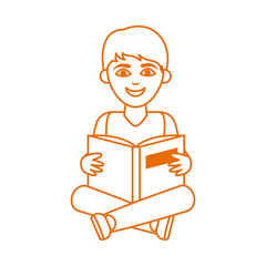 teen with open book sitting reading home education line color style icon