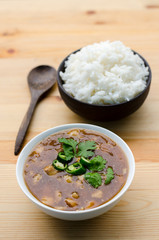 Chicken with sauce over rice, Chinese food in Thailand, Street food