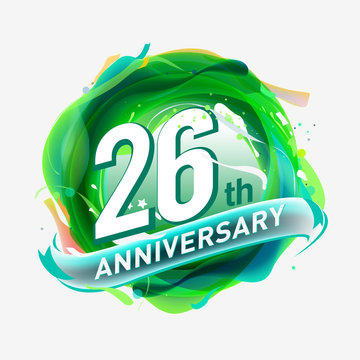 26 years Anniversary logo with colorful abstract background, vector design template elements for invitation card and poster your birthday celebration.